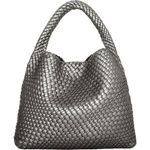 Woven Tote Bag for Women B - Silver